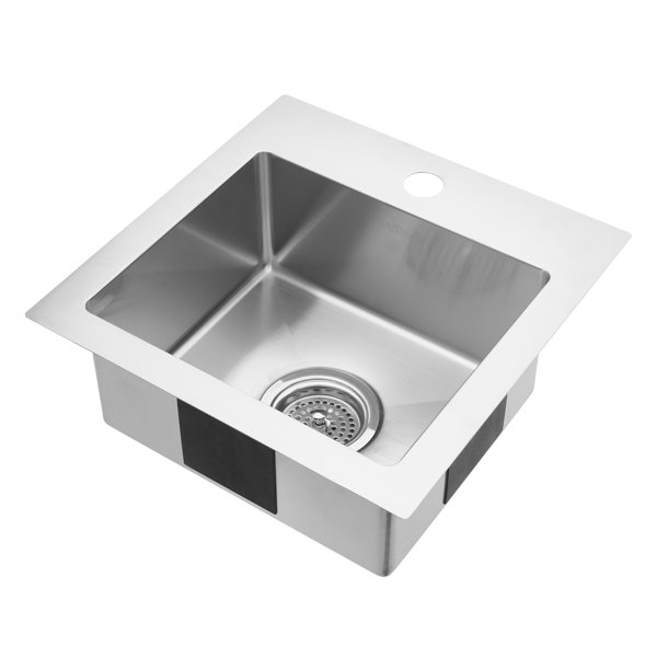 Artika Stainless Steel 15" L x 15" W DropIn Bar Sink with Drain